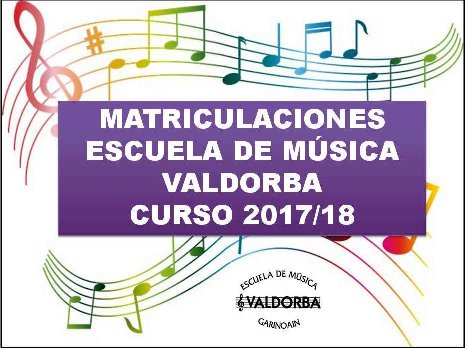 Foto noticia - MATRICULACIONES ESCUELA DE MÚSICA VALDORBA CURSO 2017/18